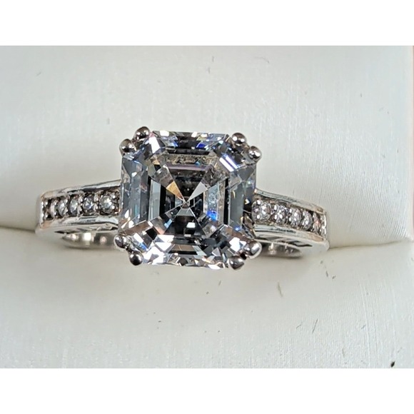 The Unbranded Brand Jewelry - 925 Sterling Silver Radiant Cut CZ Engagement Fashion Ring Size 10.25 6.2g